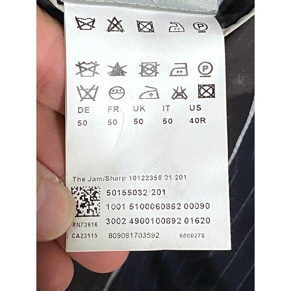 Boss Hugo Boss Suit Jacket Blazer Super 120s The Jam Sharp Blue Italian Wool 40R - Picture 13 of 15